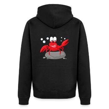Krabbe Meer-Serie - Unisex Premium Bio Zip Hoodie - Schwarz - Hinten - Nico (187cm)
