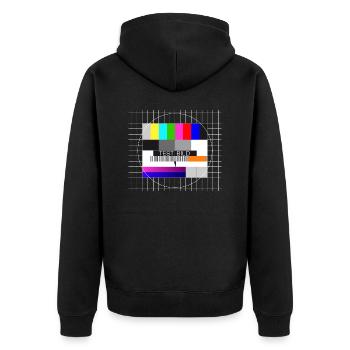 Testbild Fernsehen Bildschirm Sendeschluss Display - Unisex Premium Bio Zip Hoodie - Schwarz - Hinten - Nico (187cm)
