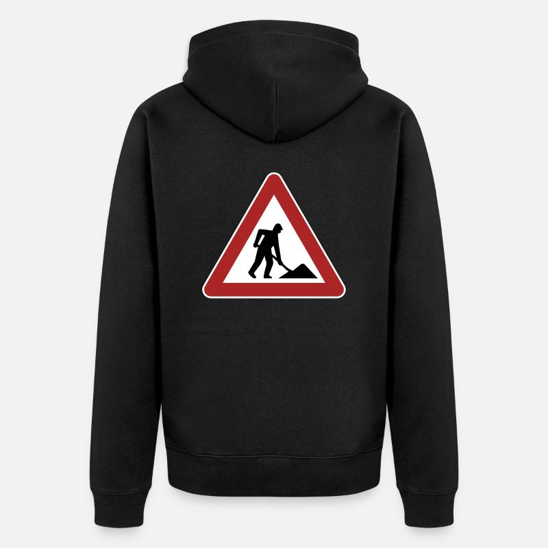 Cadeau de signe de chantier de construction - Veste à capuche bio Premium Unisexe - noir