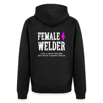 Funny Women Welder Girl Female Welding Welds - Veste à capuche bio Premium Unisexe - noir - Dos - Nico (187cm)