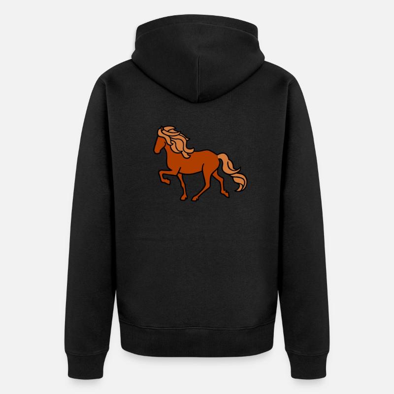Cheval islandais, renard, briquet - Veste à capuche bio Premium Unisexe - noir