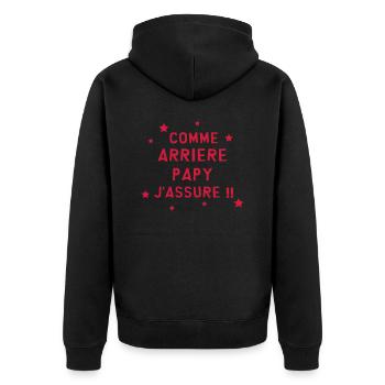 Papy / Grand Père / Famille / Papi / Drôle - Veste à capuche bio Premium Unisexe - noir - Dos - Nico (187cm)