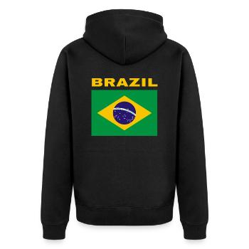 Drapeau brésilien Brésil Bandeira Fier Brasileno - Veste à capuche bio Premium Unisexe - noir - Dos - Nico (187cm)