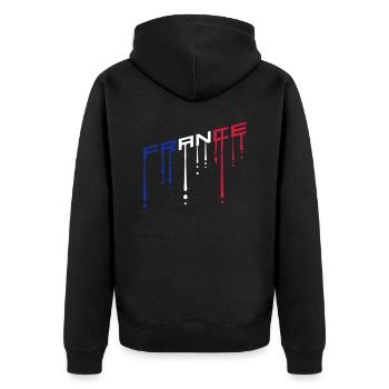 color france text graffiti drops team schraeg he - Unisex Premium Organic Zip Hoodie - black - Back - Nico (187cm)