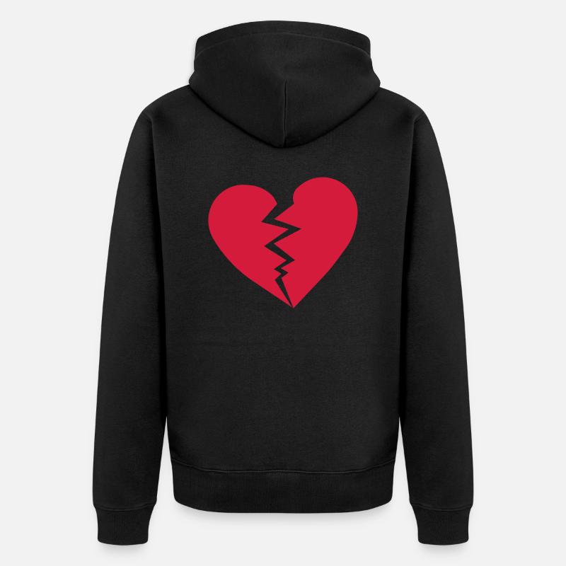 Zerbrochenes Herz - Unisex Premium Bio Zip Hoodie - Schwarz