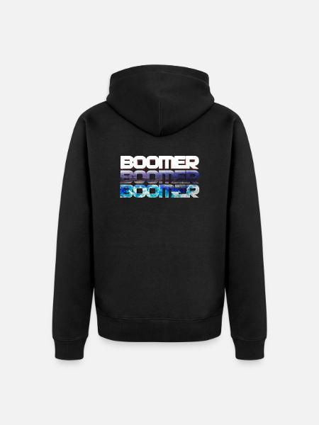 TRIPLE BOOMER - Unisex Premium Organic Zip Hoodie - black