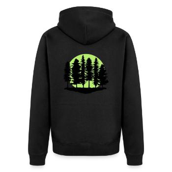 Forest and Full Moon, Trees - Unisex Premium Organic Zip Hoodie - black - Back - Nico (187cm)