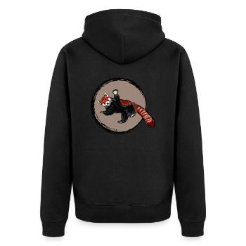 Roter Panda / Red Panda Design I - Unisex Premium Bio Zip Hoodie - Schwarz - Hinten - Nico (187cm)