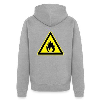 signe inflammable - Veste à capuche bio Premium Unisexe - gris chiné - Dos - Nico (187cm)