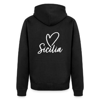 Sicilia - Italien Sizilien - Unisex Premium Bio Zip Hoodie - Schwarz - Hinten - Nico (187cm)
