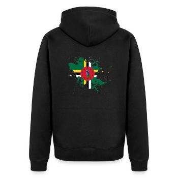 Dominica Flagge als Farbklecks - Unisex Premium Bio Zip Hoodie - Schwarz - Hinten - Nico (187cm)