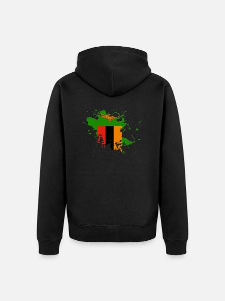 Sambia Flagge als Farbklecks - Unisex Premium Bio Zip Hoodie - Schwarz
