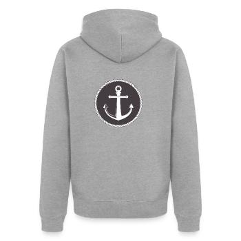 Marine Anker Symbol - Unisex Premium Bio Zip Hoodie - Grau meliert - Hinten - Nico (187cm)