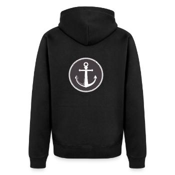 Marine Anker Symbol - Unisex Premium Bio Zip Hoodie - Schwarz - Hinten - Nico (187cm)