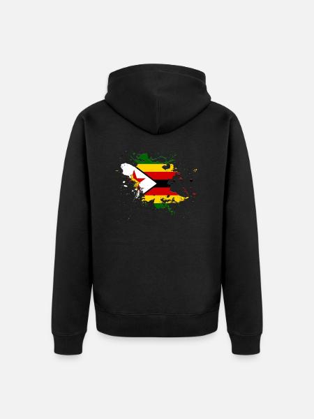 Simbabwe Flagge als Farbklecks - Unisex Premium Bio Zip Hoodie - Schwarz