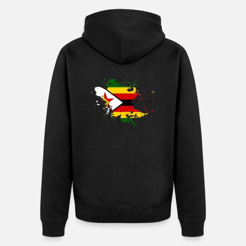 Simbabwe Flagge als Farbklecks - Unisex Premium Bio Zip Hoodie - Schwarz