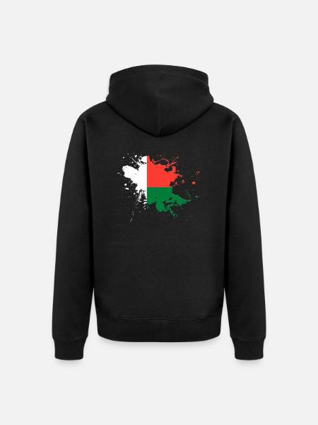 Madagaskar Flagge als Farbklecks - Unisex Premium Bio Zip Hoodie - Schwarz