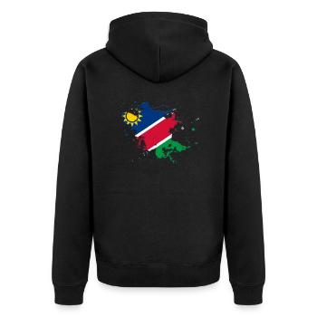 Namibia flag as a splash of color - Unisex Premium Organic Zip Hoodie - black - Back - Nico (187cm)