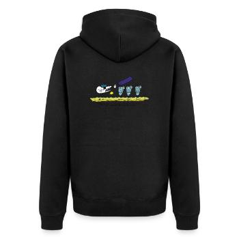 Motto von Sailor Shadoks - Unisex Premium Bio Zip Hoodie - Schwarz - Hinten - Nico (187cm)