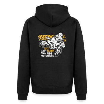 Eat Sleep Ride Motocross - Unisex Premium Bio Zip Hoodie - Schwarz - Hinten - Nico (187cm)