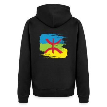 Drapeau Amazigh (Variante artistique) - Veste à capuche bio Premium Unisexe - noir - Dos - Nico (187cm)