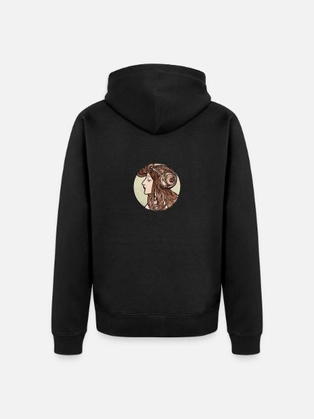 Vitrail Alphonse Maria Mucha # 3 - Veste à capuche bio Premium Unisexe - noir