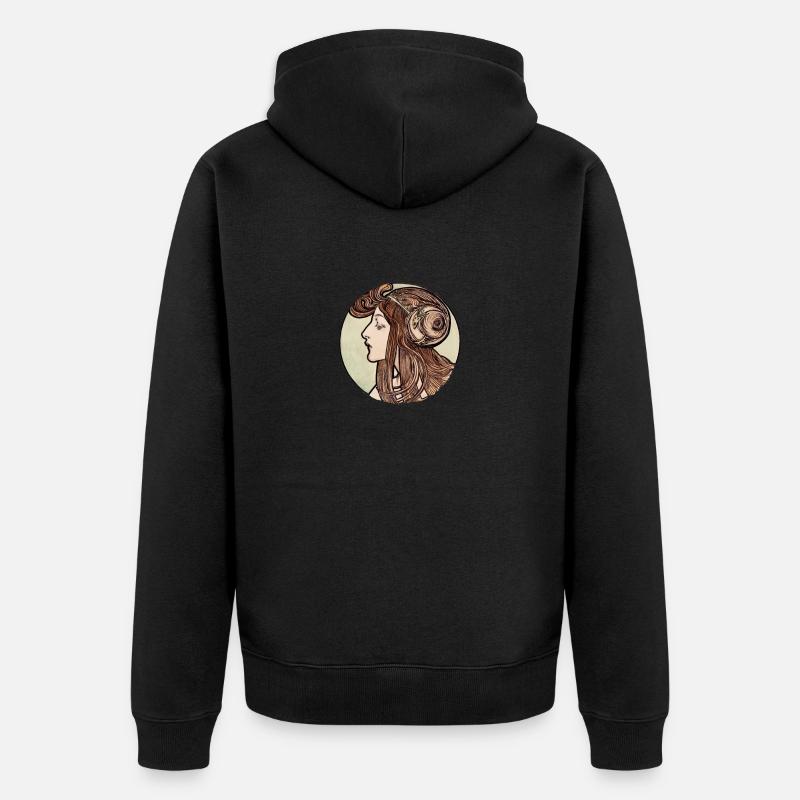 Alphonse Maria Mucha Glasmalerei # 3 - Unisex Premium Bio Zip Hoodie - Schwarz
