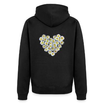 Gänseblümchen Herz Frühling Daisy Blüte Blume - Unisex Premium Bio Zip Hoodie - Schwarz - Hinten - Nico (187cm)