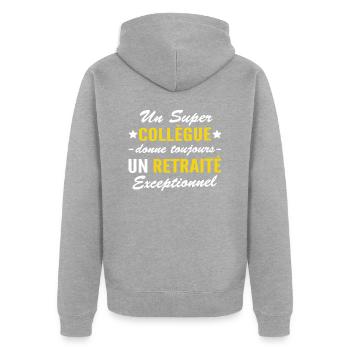 un super collègue donne un retraité exceptionnel - Veste à capuche bio Premium Unisexe - gris chiné - Dos - Nico (187cm)