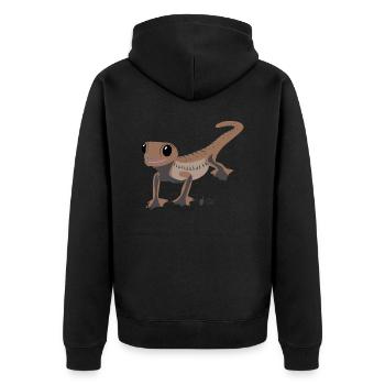 Gecko - Unisex Premium Bio Zip Hoodie - Schwarz - Hinten - Nico (187cm)