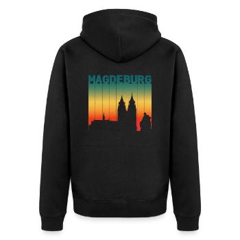 Landeshauptstadt Magdeburg Vintage - Unisex Premium Bio Zip Hoodie - Schwarz - Hinten - Nico (187cm)