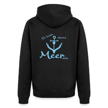 Meer und Anker Sprüche - Unisex Premium Bio Zip Hoodie - Schwarz - Hinten - Nico (187cm)