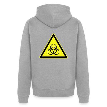 Avertissement de risque biologique, Avertissement de risque biologique - Veste à capuche bio Premium Unisexe - gris chiné - Dos - Nico (187cm)