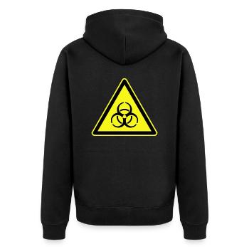 Warnung vor Biogefahren, Warnung vor Biologischen Daten - Unisex Premium Bio Zip Hoodie - Schwarz - Hinten - Nico (187cm)