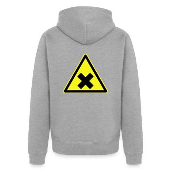 Health Warning - Unisex Premium Organic Zip Hoodie - heather grey - Back - Nico (187cm)