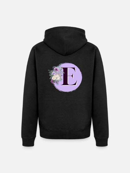Brief E Blumenkranz - Unisex Premium Bio Zip Hoodie - Schwarz