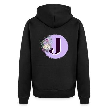 lettre J Couronne de fleurs - Veste à capuche bio Premium Unisexe - noir - Dos - Nico (187cm)