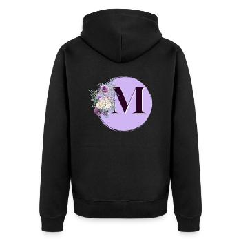 Brief M Blumenkranz - Unisex Premium Bio Zip Hoodie - Schwarz - Hinten - Nico (187cm)