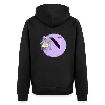 lettre N Couronne de fleurs - Veste à capuche bio Premium Unisexe - noir - Dos - Nico (187cm)