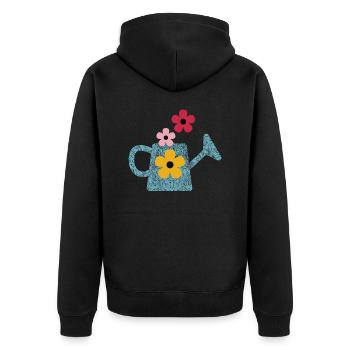 Arrosoir avec des fleurs - Veste à capuche bio Premium Unisexe - noir - Dos - Nico (187cm)