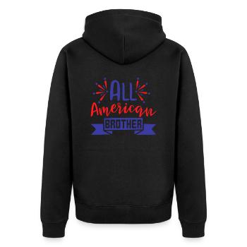 All american Brother - Unisex Premium Bio Zip Hoodie - Schwarz - Hinten - Nico (187cm)