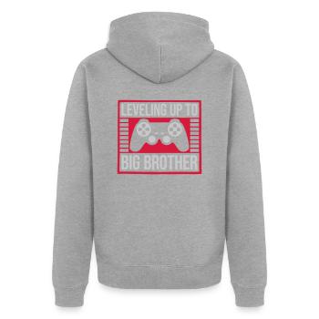 Leveling up big brother - Unisex Premium Organic Zip Hoodie - heather grey - Back - Nico (187cm)