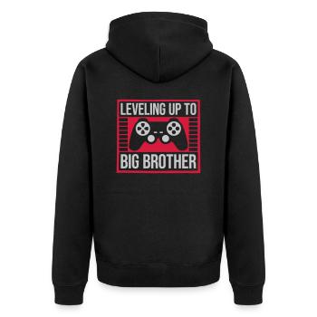 Leveling up big brother - Unisex Premium Bio Zip Hoodie - Schwarz - Hinten - Nico (187cm)