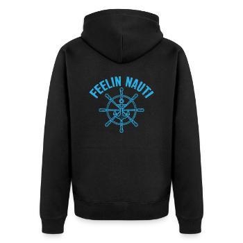 Feelin Nauti Blau Lenkung Cool Lake Boat Summer - Unisex Premium Bio Zip Hoodie - Schwarz - Hinten - Nico (187cm)