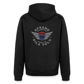 Bartin - Unisex Premium Organic Zip Hoodie - black - Back - Nico (187cm)