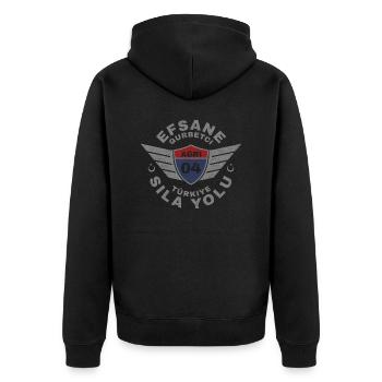 Ağrı - Unisex Premium Organic Zip Hoodie - black - Back - Nico (187cm)