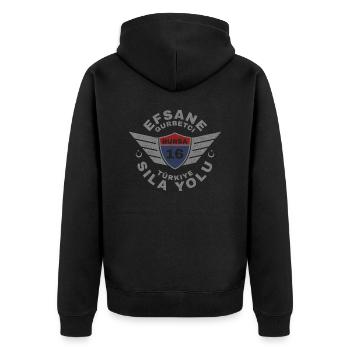 Bursa - Unisex Premium Bio Zip Hoodie - Schwarz - Hinten - Nico (187cm)