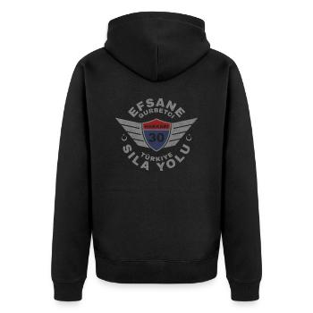 Hakkari - Unisex Premium Bio Zip Hoodie - Schwarz - Hinten - Nico (187cm)