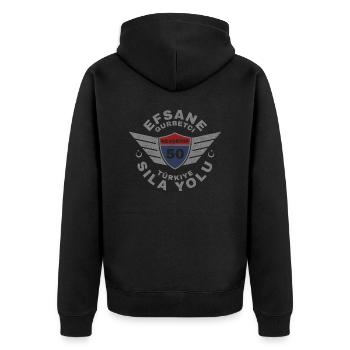 Nevşehir - Unisex Premium Bio Zip Hoodie - Schwarz - Hinten - Nico (187cm)