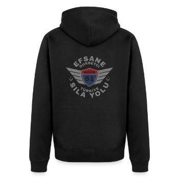 Niğde - Unisex Premium Bio Zip Hoodie - Schwarz - Hinten - Nico (187cm)